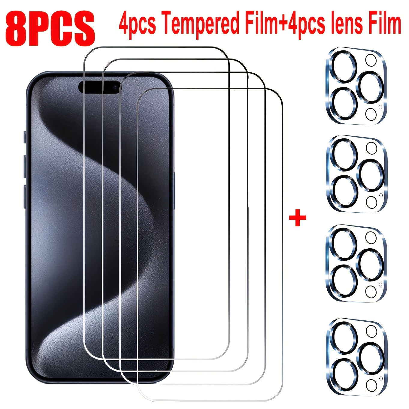 8pcs HD Tempered Glass Screen Protection - For IPhone 14 15 16 Pro - 14 15 16 Pro Max - 17 Air - 16e - 14 15 16 Plus Protective Glass Film