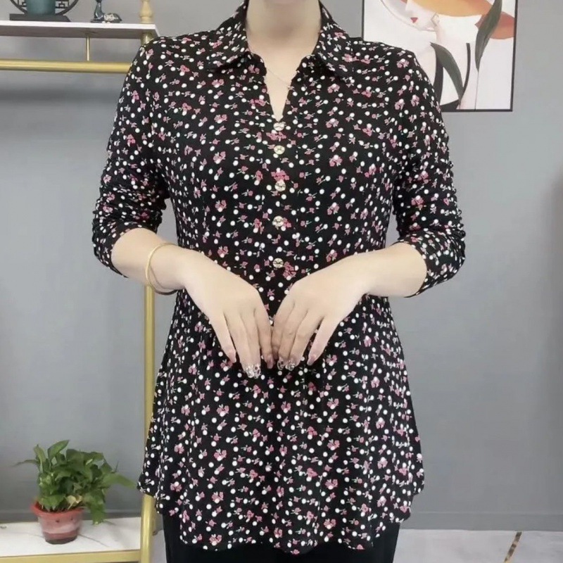 Title 4, Fashionable Loose Mid-length Floral Shirt