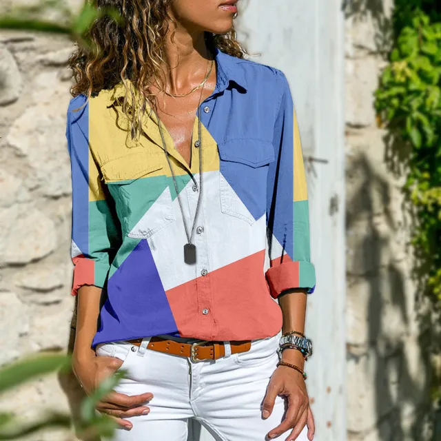 Loose Casual Comfortable Women's Long Sleeve Shirt 1Patterna313 - Shop at LoveMi