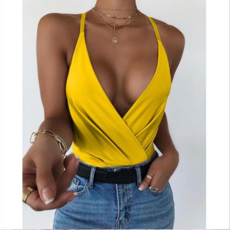 Women's Solid Color Cross Strap Top