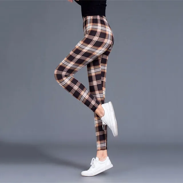 Plaid Leggings Women Sexy Pants Push Up Leggings Fashion F 1 Style - Shop at LoveMi