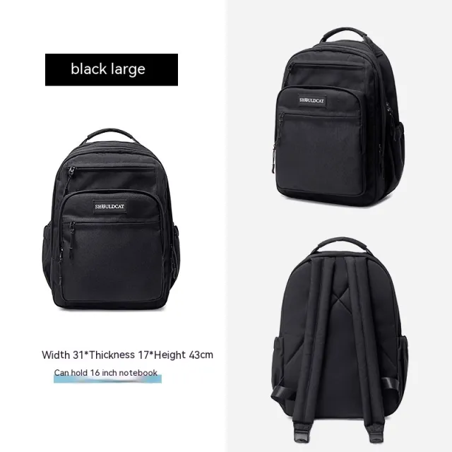 Backpack Large Capacity Computer Bag Waterproof Schoolbag Black - Shop at LoveMi