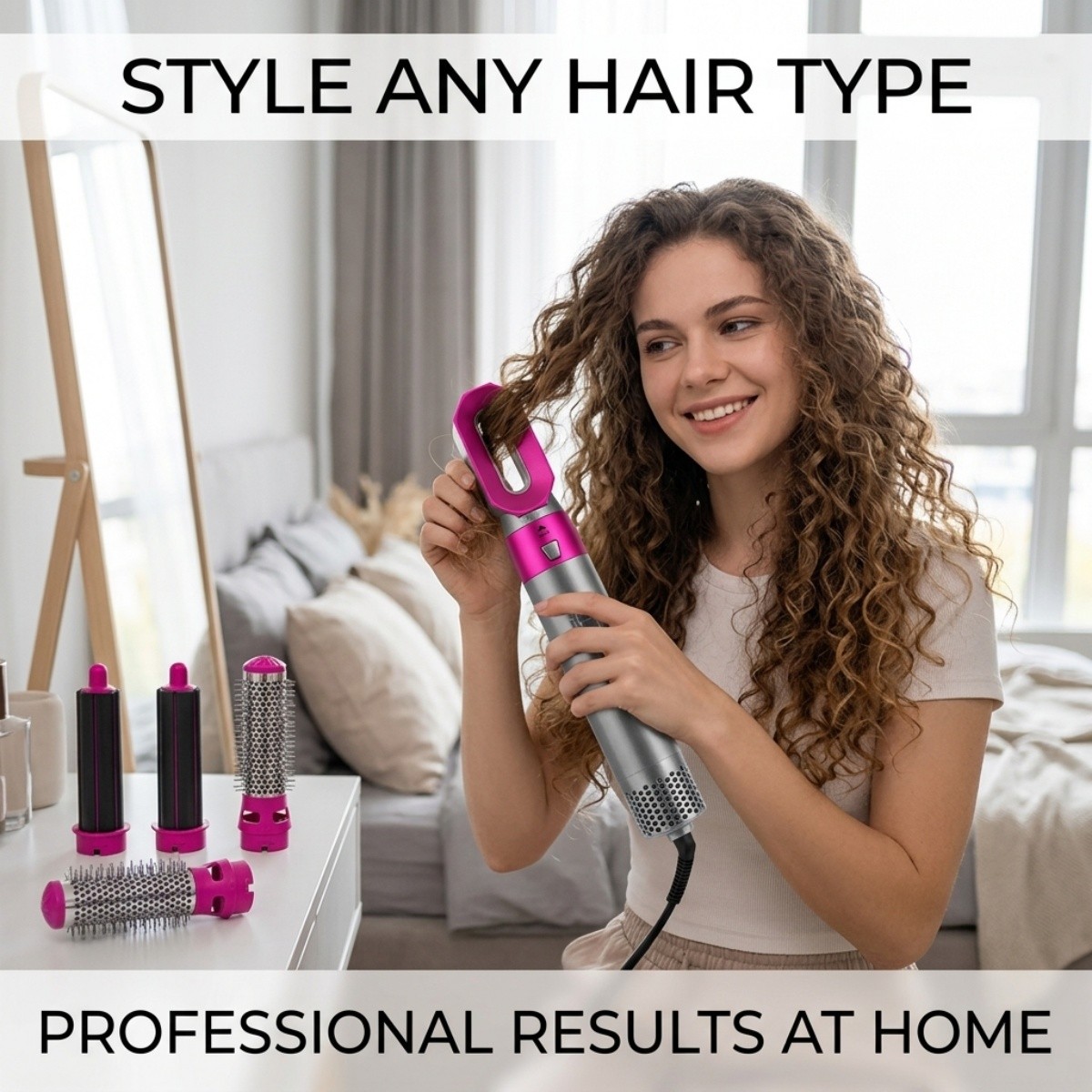 5 In 1 Hair Dryer Styler Curler Drying Straightening Brush