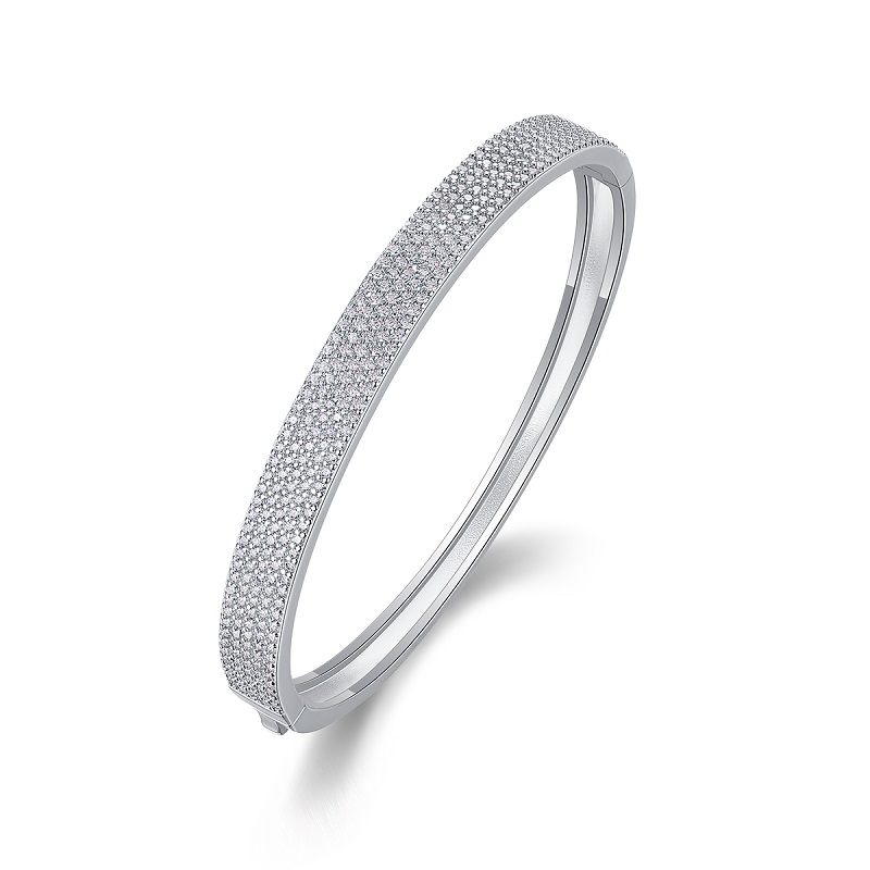 Set With Top-quality Moissanite, This Luxurious And Fashionable Light Luxury Jewelry Silver Bracelet Is Made Of S925 Silver Electroplated With Platinum