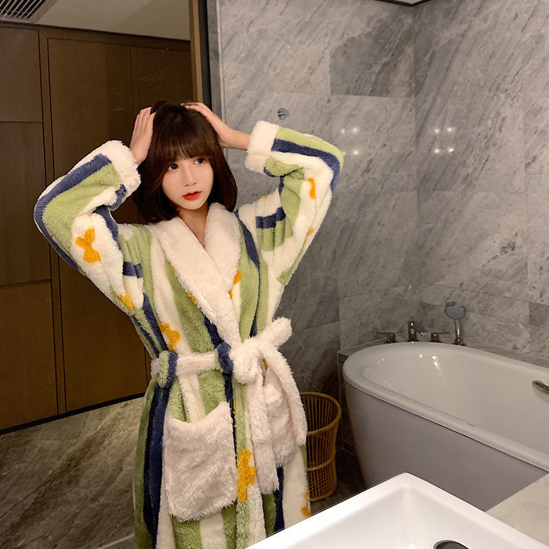 Title 4, Thick Flannel Bathrobe Winter Long Pajamas