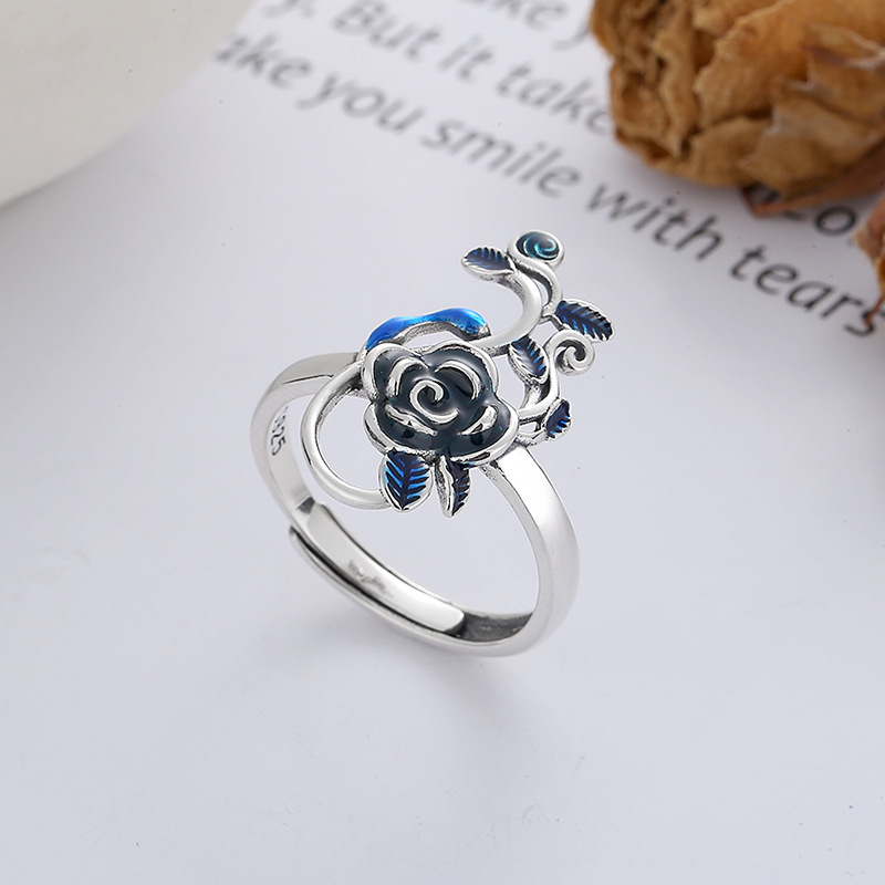 Title 5, S925 Sterling Silver Retro Creative Blue Drip G...