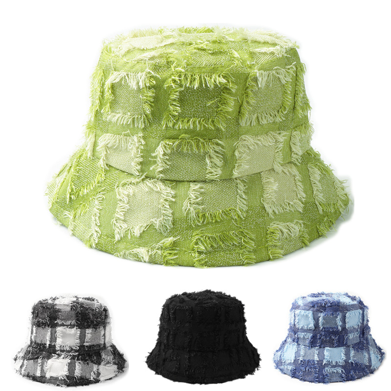 Rugged Plaid Fisherman Hat For Women's New Fashion Casual Sun Protection
