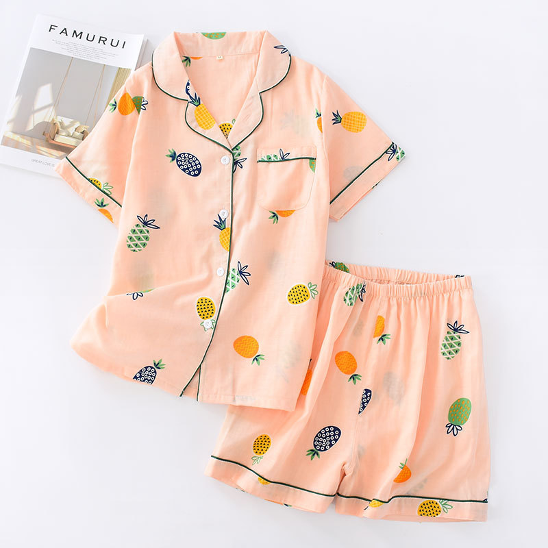 Title 3, Short-sleeved Shorts Woven Cotton Double Gauze ...