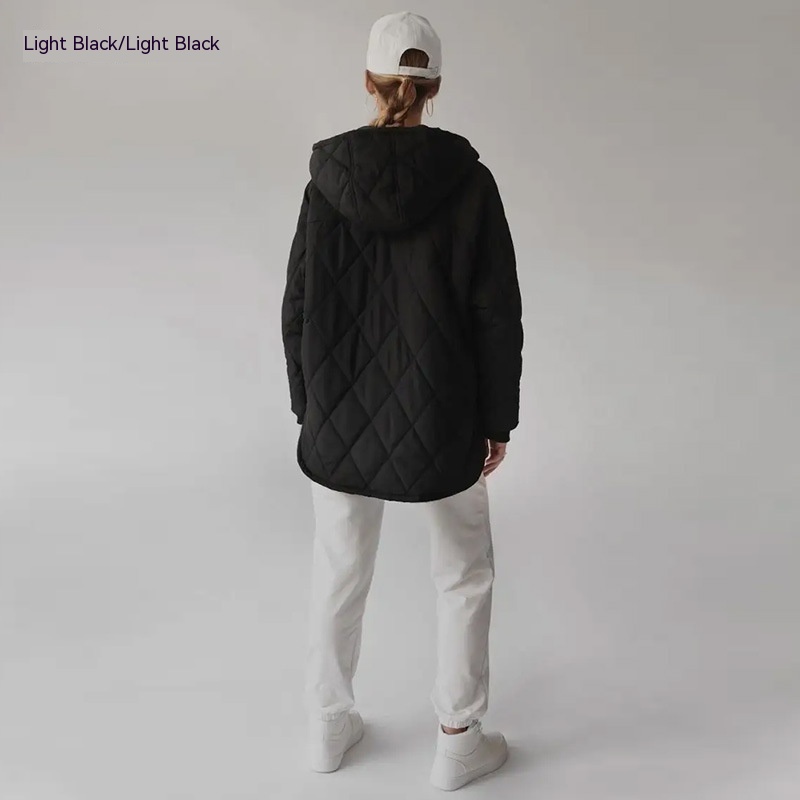 Women's Cotton padded Clothes European And American Fashion Woman Cotton Dress Coat Black - Shop at LoveMi