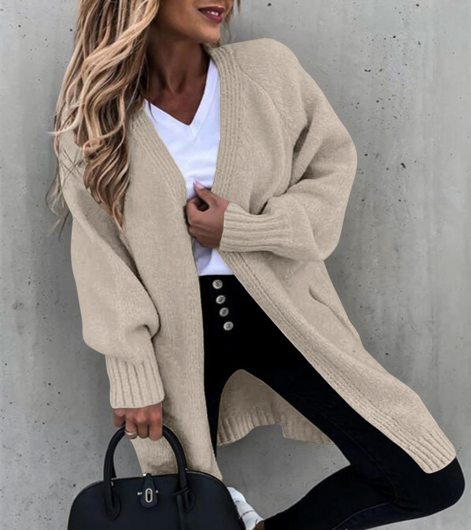 Knitted Sweater Women Cardigan Lazy Wind Loose Mid-length Coat