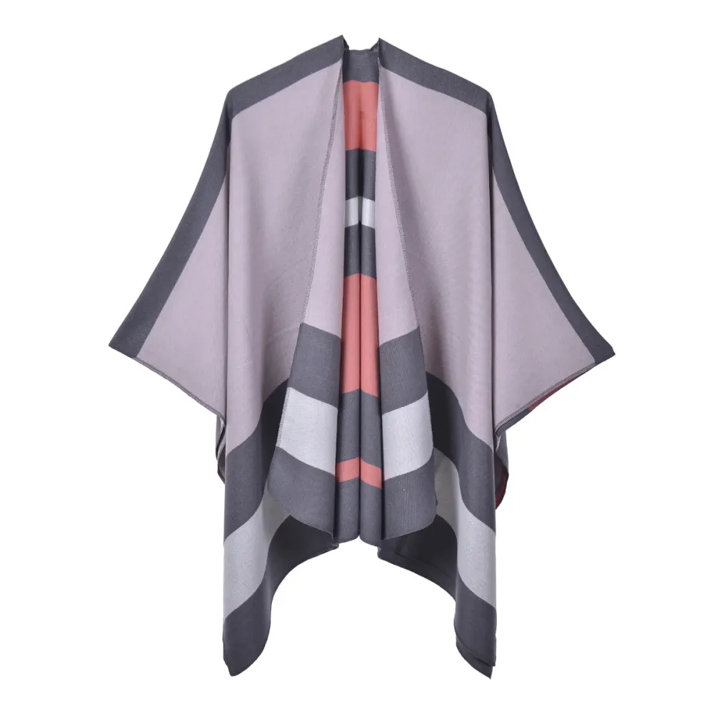 Women's Double-Sided Fashion Stripe Scarf Shawl Poncho