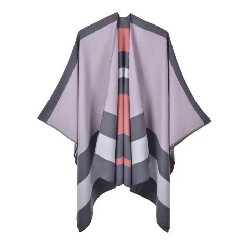 Women's Double-Sided Fashion Stripe Scarf Shawl Poncho