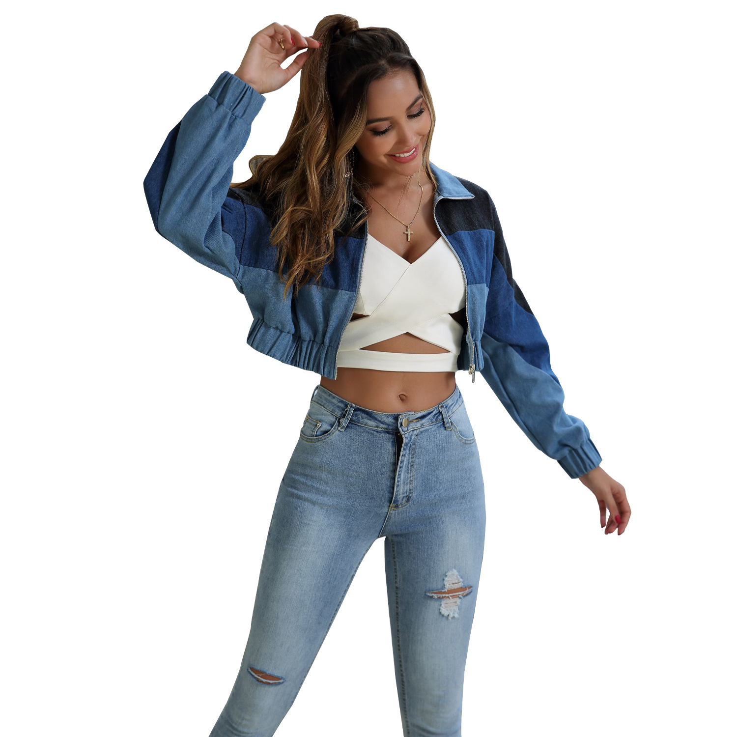 New Personality Color Matching Short Sexy Jacket