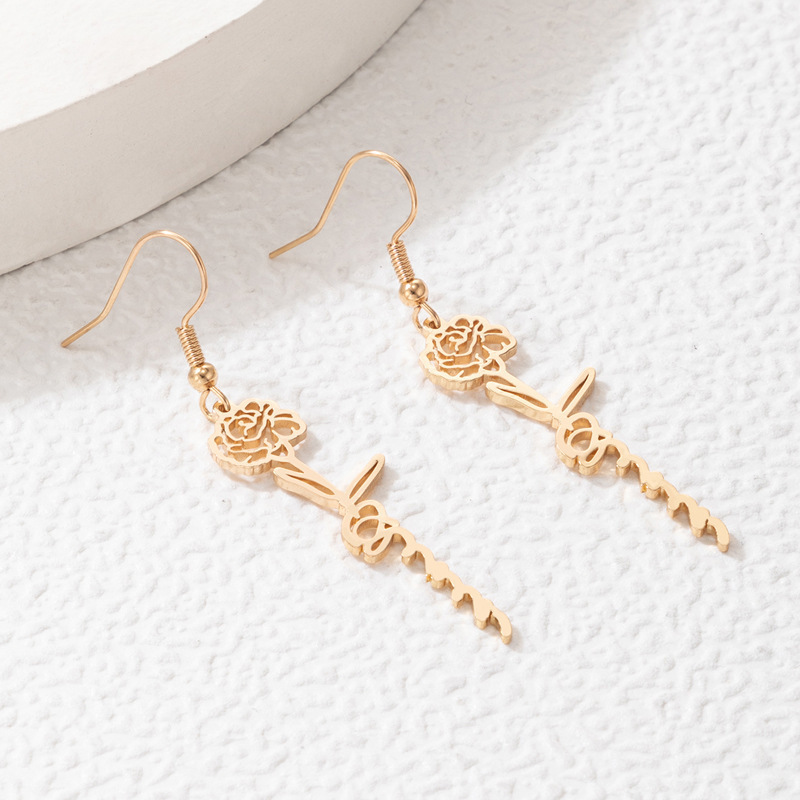 English Alphabet Birthday Flower Ear Hook