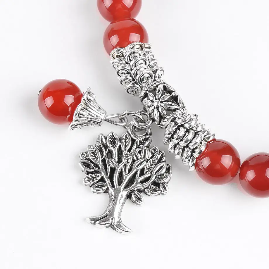 Vintage Wisdom Tree Ancient Silver Charm Bead String Women