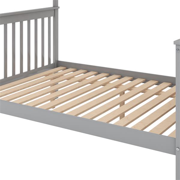 Twin Over Full Stairway Bunk Bed With Storage, Gray_voghion.com