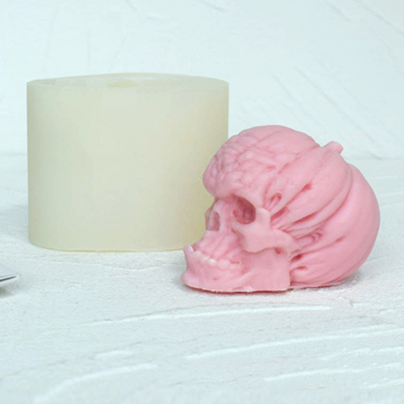 Brain skull candle silicone mold (skull mold-edible silicon)