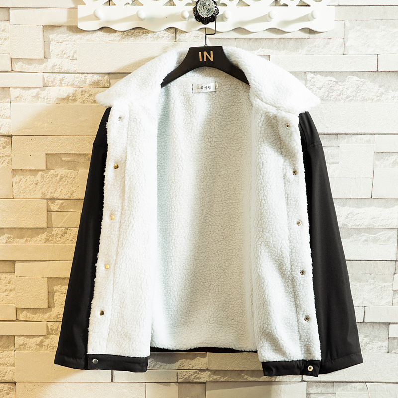 Korean Version Of Lamb Wool Plus Fleece Student Jacket Men's