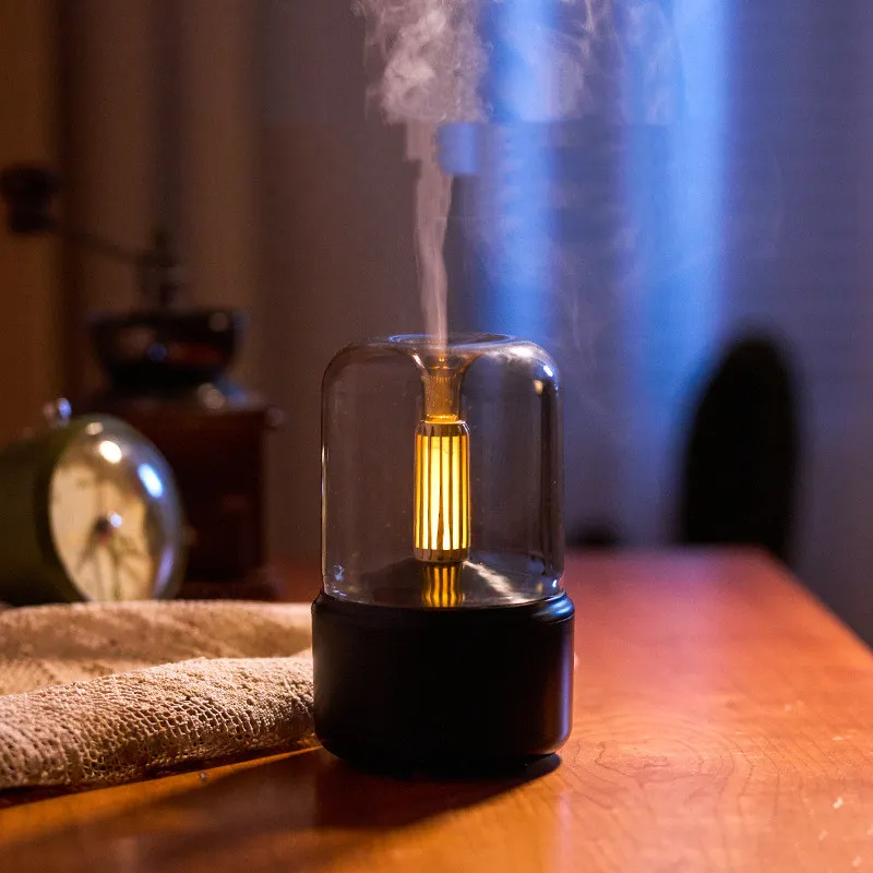 Atmosphere Light Humidifier Candlelight Aroma Diffuser Portable 120ml Electric USB Air Humidifier Cool Mist Maker Fogger 8-12 Hours With LED Night Light – image 3