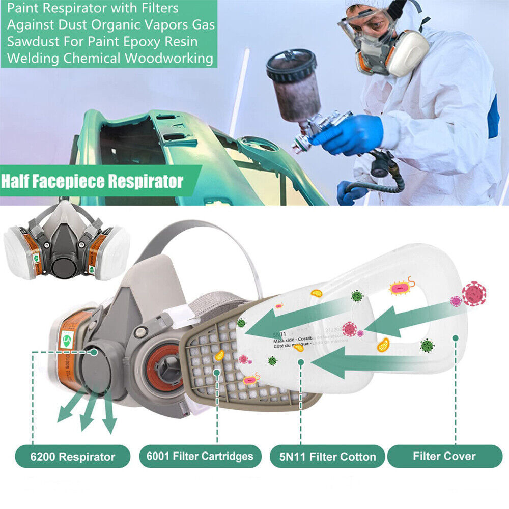 7 In 1Respirator Mask Suit Industry Painting Spray Dust Gas Mask  Respirator Mas