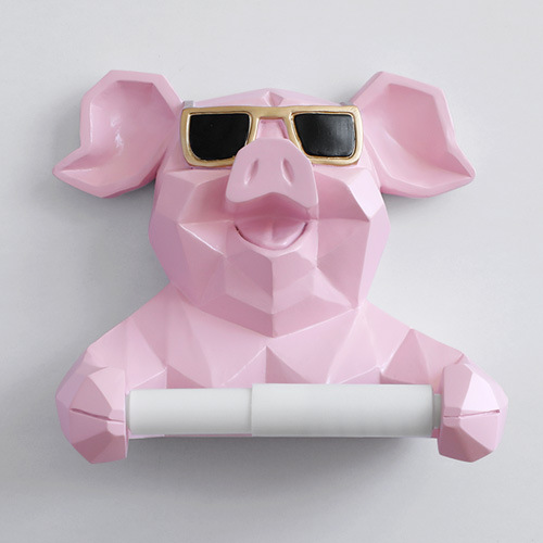 Creative Toilet Paper Holder Free Punch Cartoon Roll Tube Cute Animal Wall Decor - Picture 12 of 15