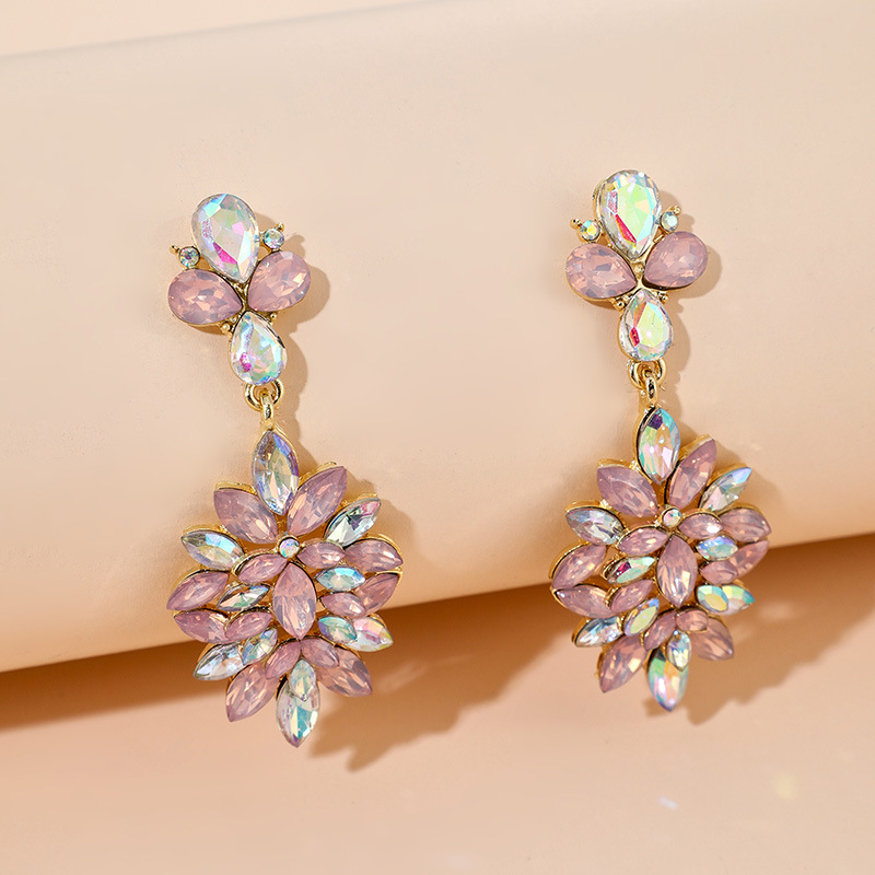 Female Sex Exaggerated Color Diamond Long Earrings