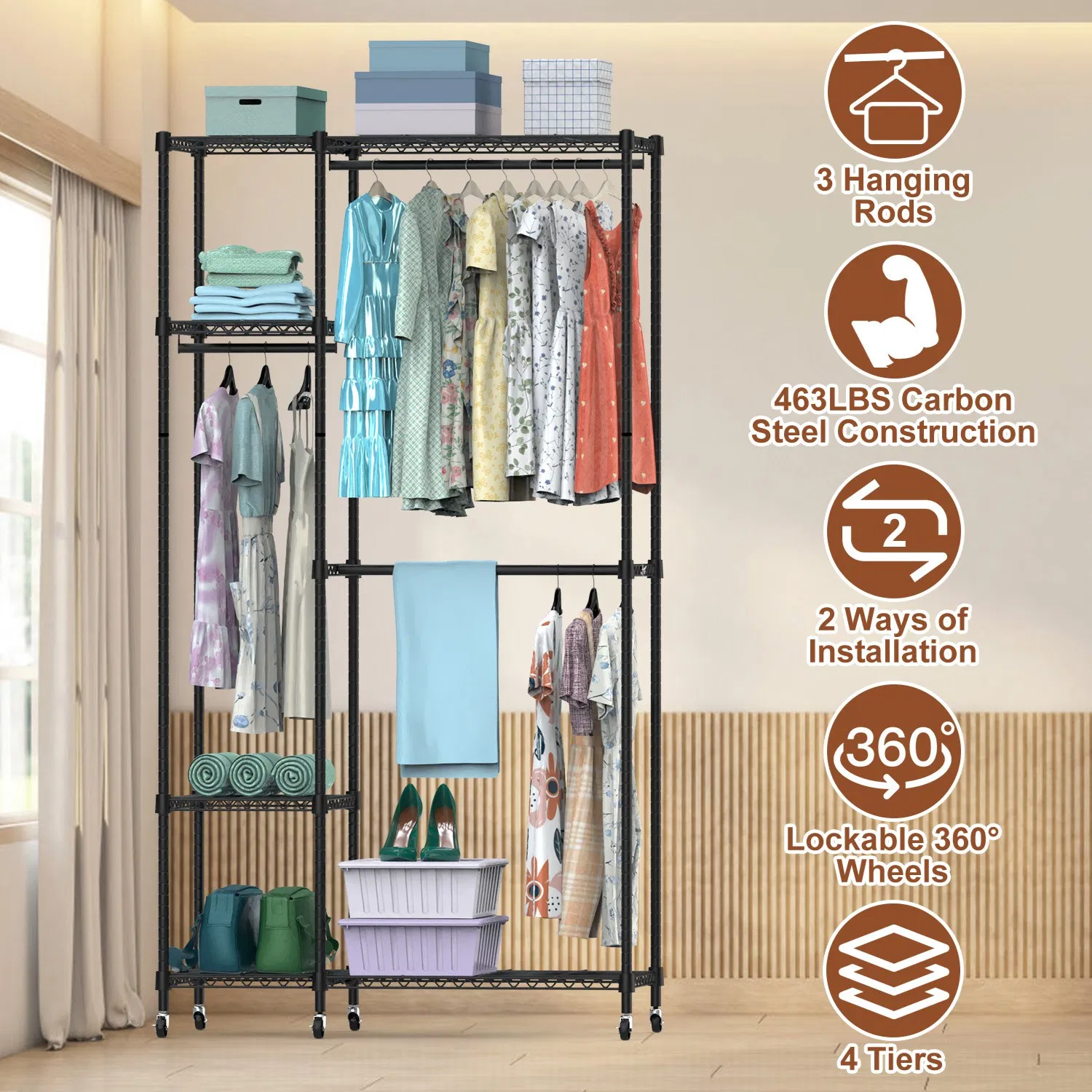 4 Tier Rolling Garment Rack, picture 4 of 4