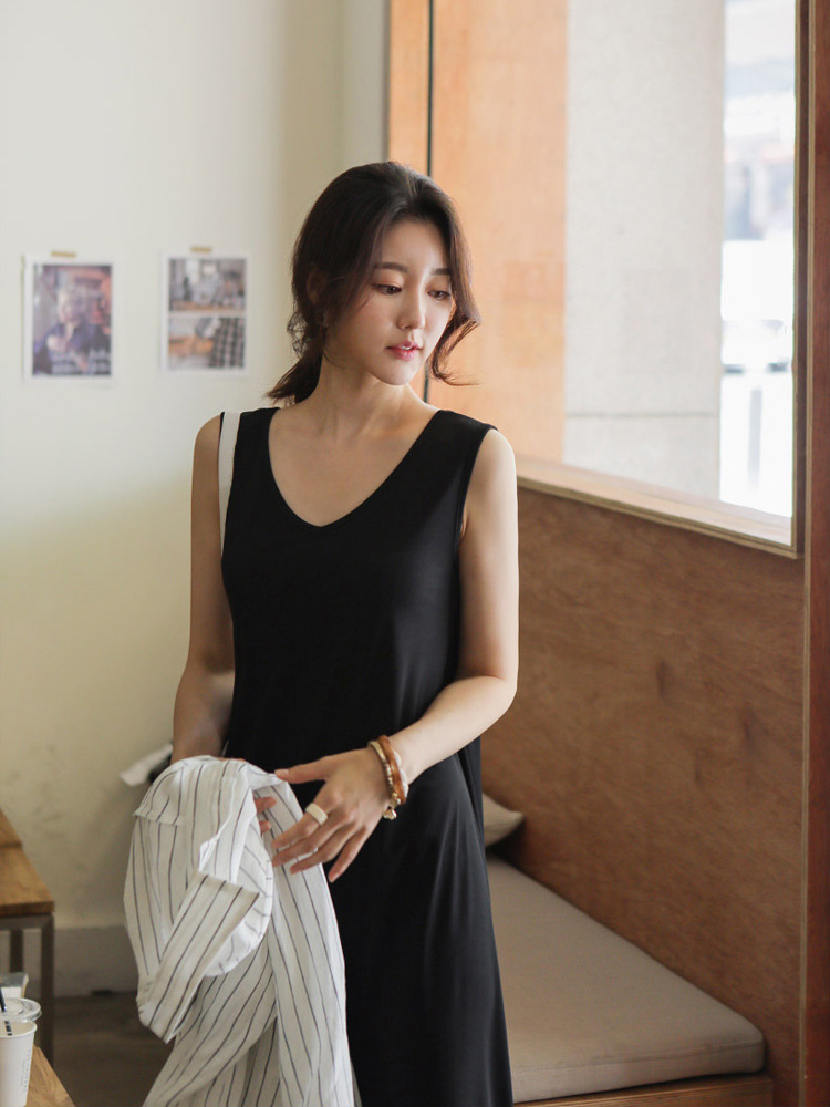 Summer New Modal Outer Wear Sleeveless Large Swing Skirt Loose Innerwear Bottoming Vest Long Skirt