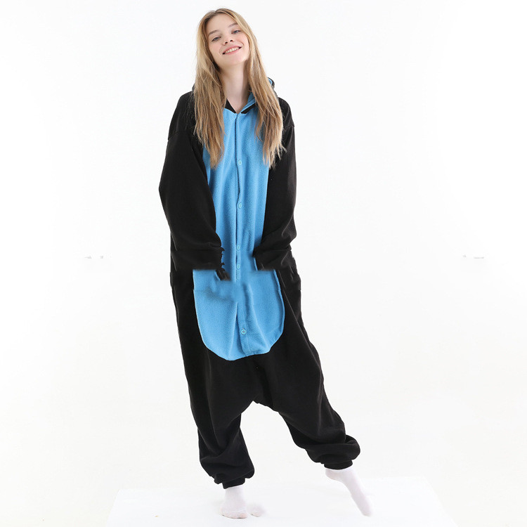 Title 2, Long Sleeve Cartoon One-piece Pajamas Midnight Cat