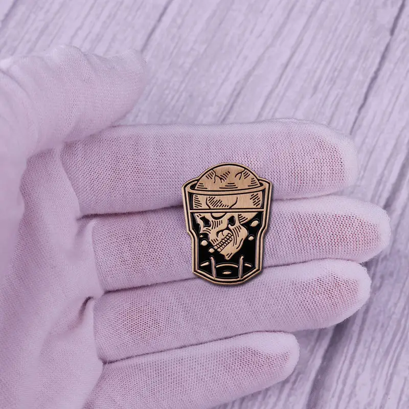 Whiskey Skull Brooch Cocktail Drink