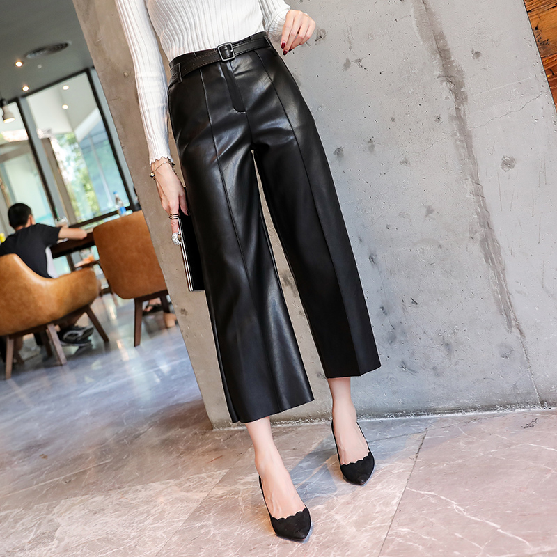 Title 3, New Spring Womens PU Leather Pants With Belt H...