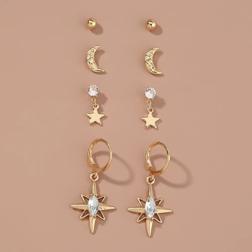 Star Moon 4-piece Set Stud Fashion