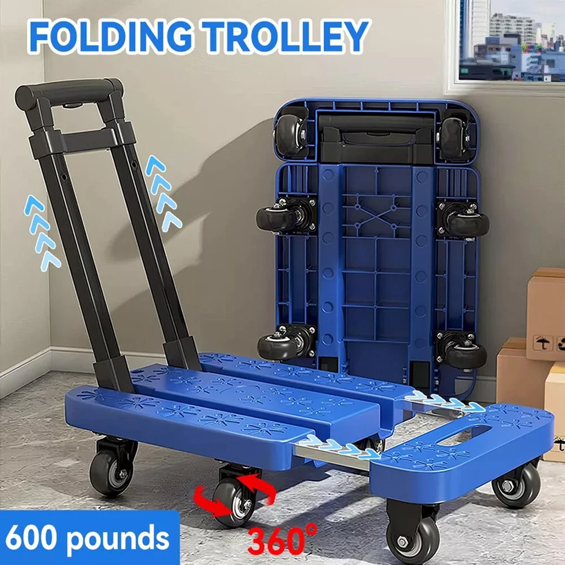 270KG Folding Hand Truck Luggage Dolly Trolley Moving Platform Cart Heavy Duty 10