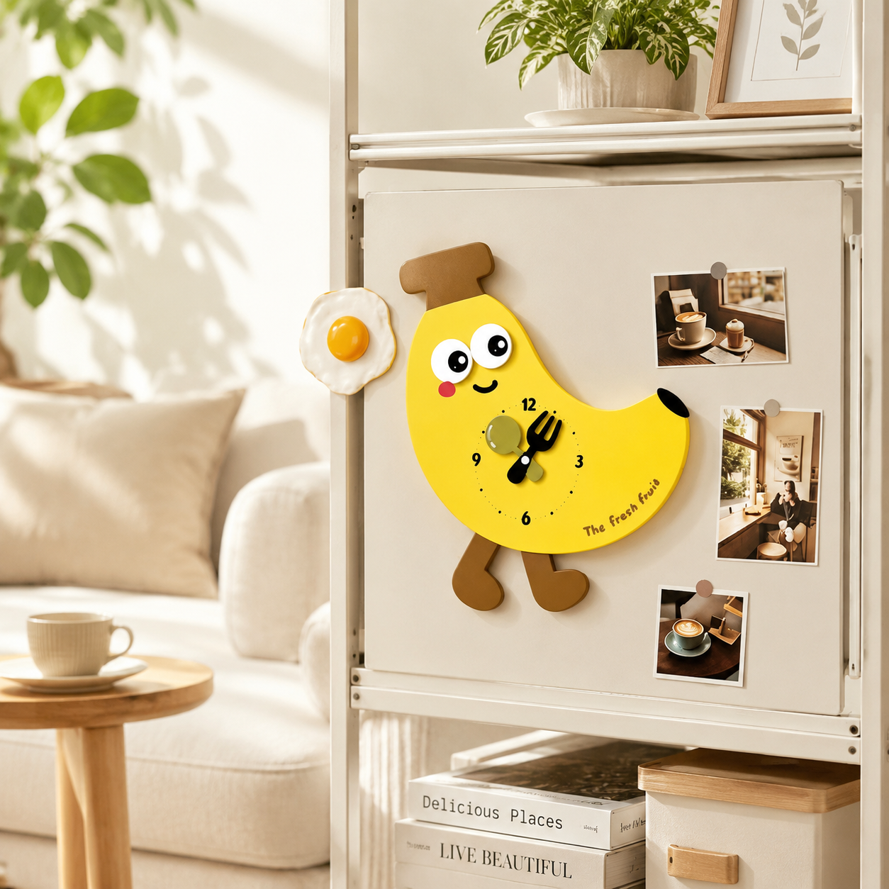 Lovely Fruit Cartoon Silent Kitchen Magnet Clock 2