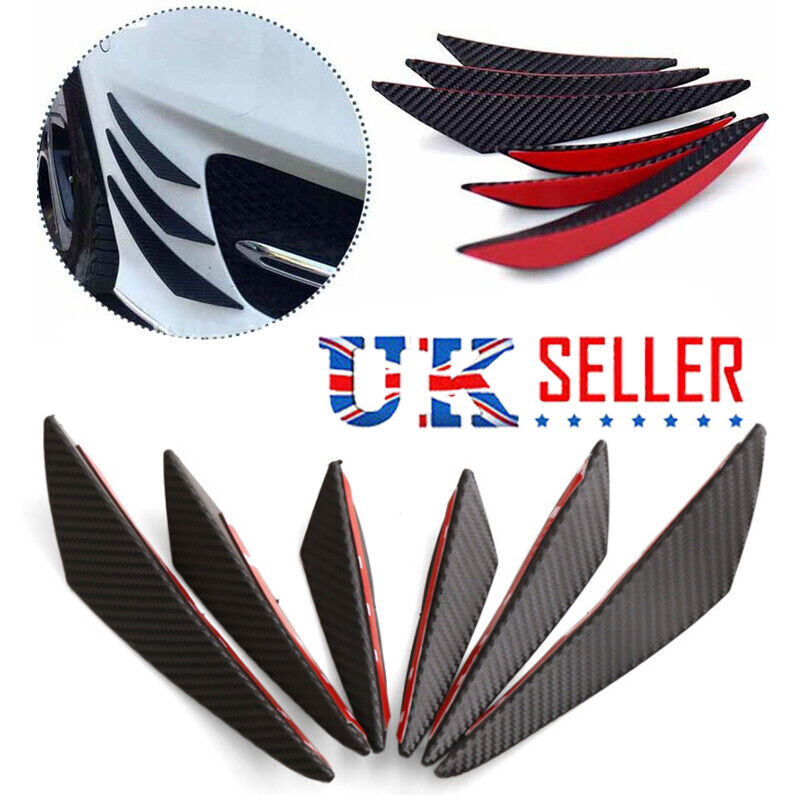 6Pcs Universal Carbon Fiber Car Front Bumper Canards Fins Spoiler Body Splitter — image 5