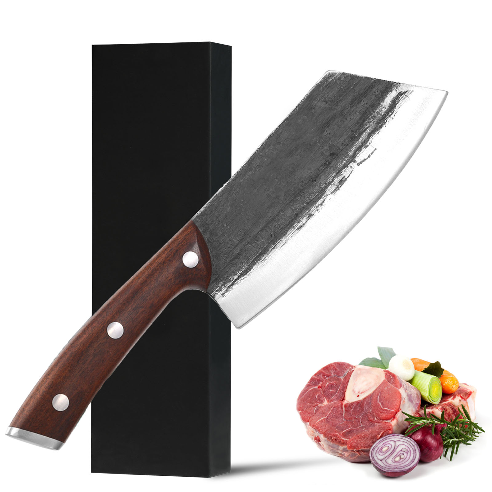 Meat Cleaver Knife Heavy Duty Japanese Hand Forged Chef Knife, Cleaver Knife For Meat Cutting