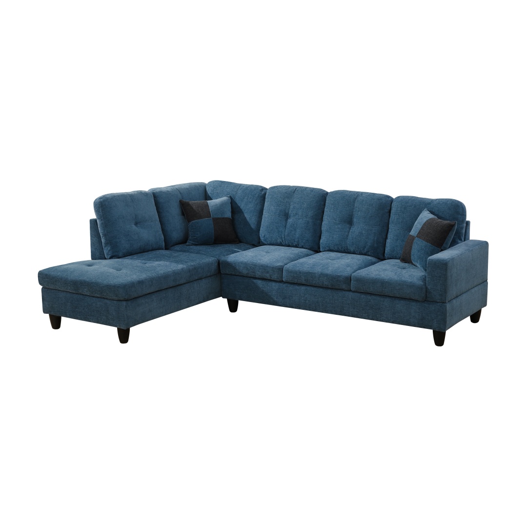 Pickup Only--Blue Flannel 3-Piece Couch Living Room Sofa Set