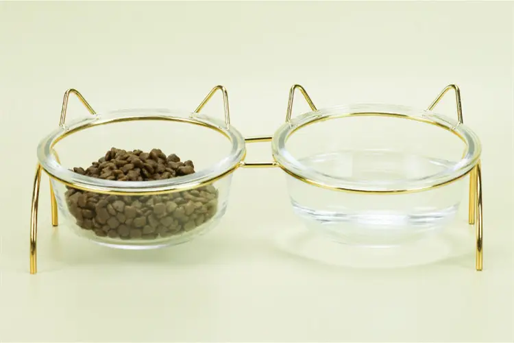 Glass Cat Bowl Drinking Dish Feeder