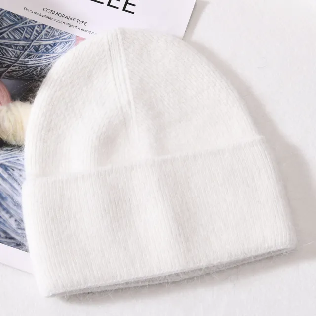 Autumn And Winter New Outdoor Solid Colour Knitted Wool White - Shop at LoveMi