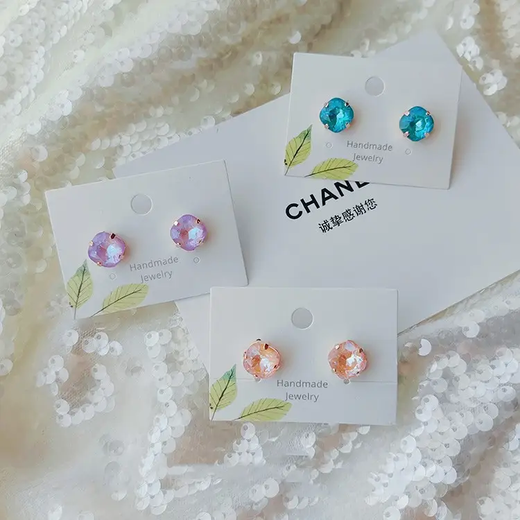 Alloy Inlaid Artificial Gemstone Earrings