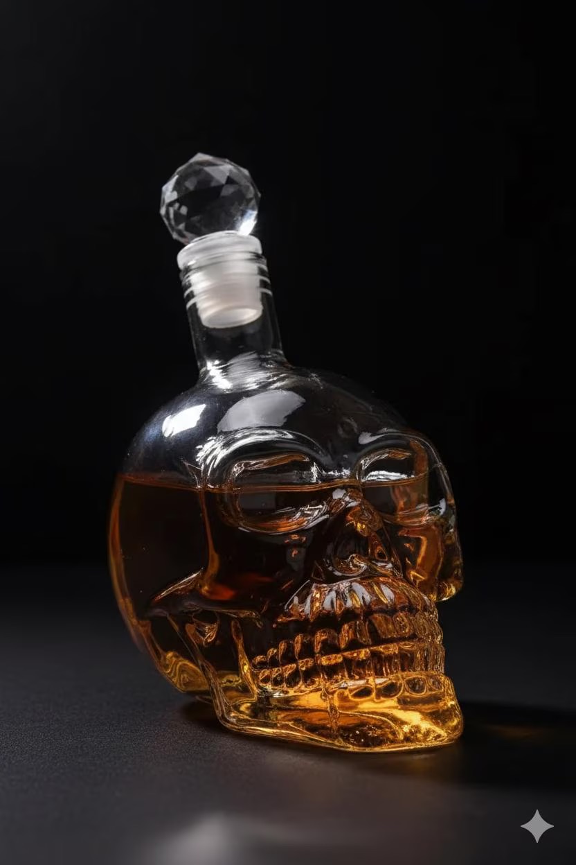 Crystal Skull Glass Bottle 350 Ml Whiskey Liquor Decanter Gift Carafe 2