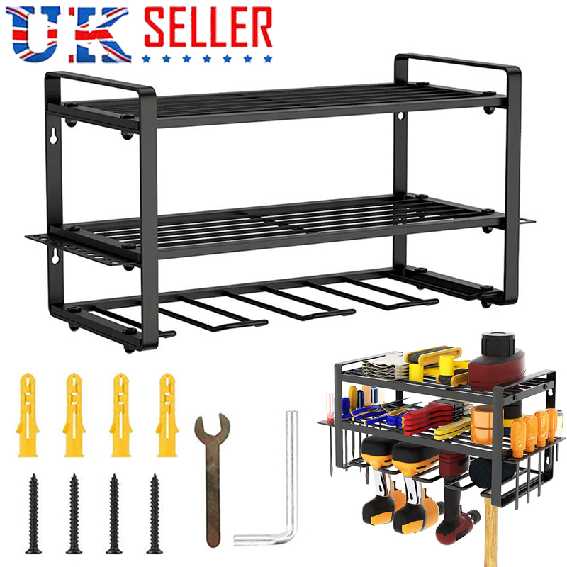 Power Tool Storage Electric Drill Rack Wall Mount Workshop Garage Tool Organizer