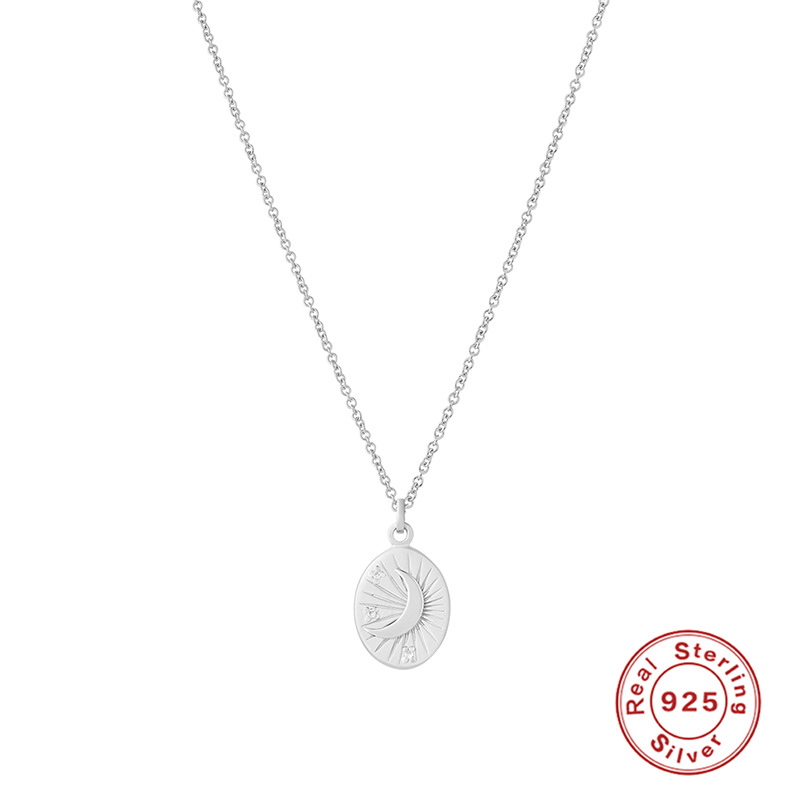 Women's Sterling Silver Astrolabe Moon Necklace (Gold)