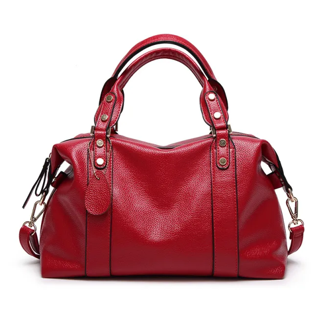 Fashion Boston Shoulder Bag Women's Handbags Retro Rivet Design Personalized Crossbody Bags Red - Shop at LoveMi