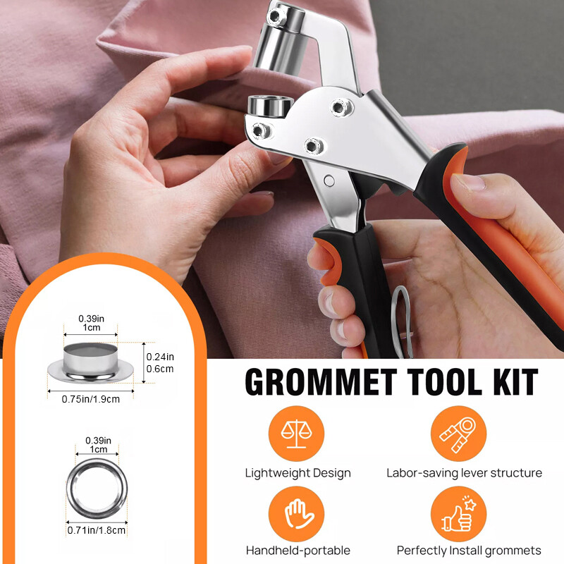 Grommet Tool Kit 10mm Metal Eyelet Pliers Hole Punch Tool For Leather Tarpaulins 3