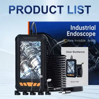 Handheld Industrial Endoscope Camera With 4.3 Inch IPS Screen IP67 HD Inspection Borescope 8 Adjustble LED - 1080P HD Borescope, - Portable Inspection Camera With Semi-Rigid Cord &