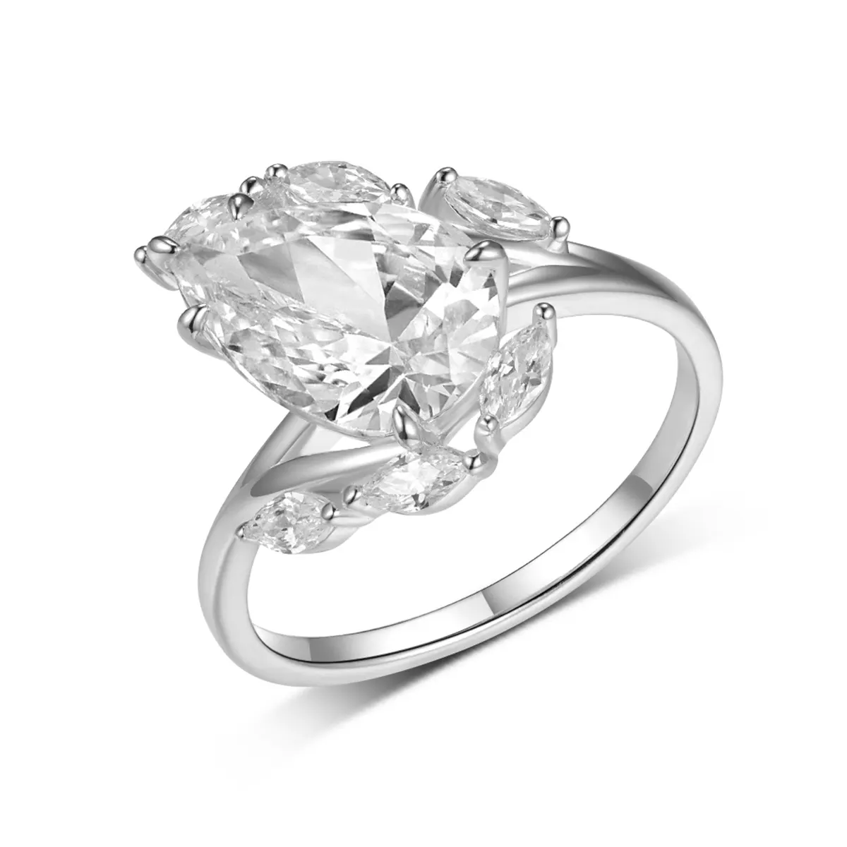 S925 Silver Gold Plated 8x12mm Pear Cut