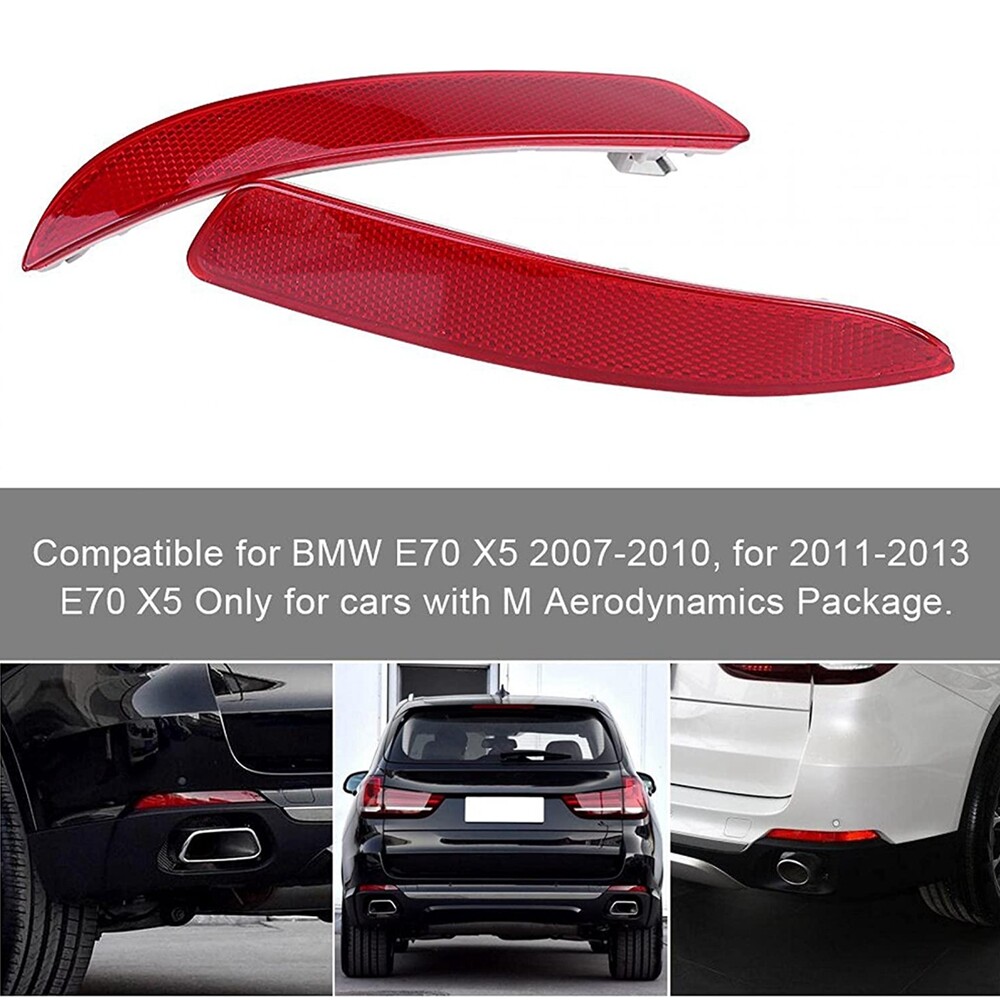 2x Red Rear Bumper Reflector Light Left Right For BMW X5 E70 2006-10 X5 M 09-13