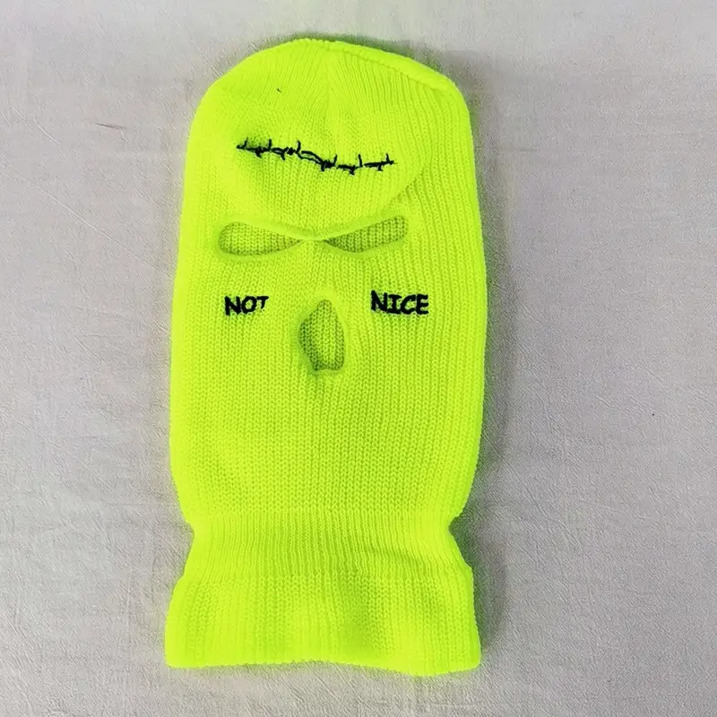 Solid Color Three-hole Wool Knitted Hat Letters