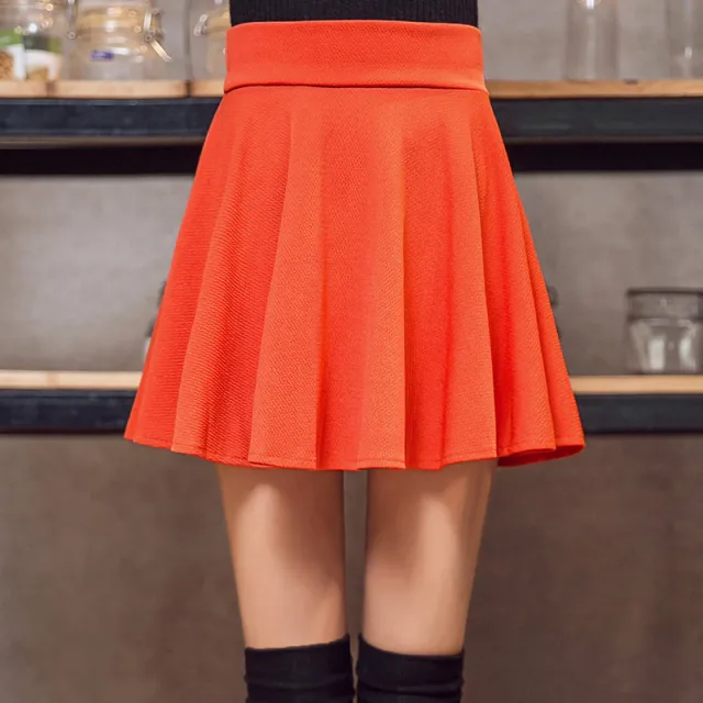 The Korean Version Of The Sun Dress Is Lined With Pleated Skirts Orange - Shop at LoveMi